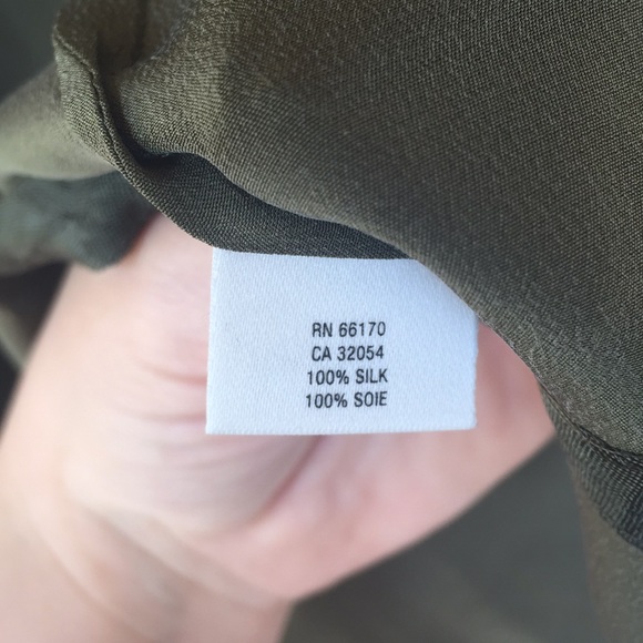 ANTHRO Maeve 100% Silk Ida Shirt Dress in Olive 4 - Picture 6 of 8